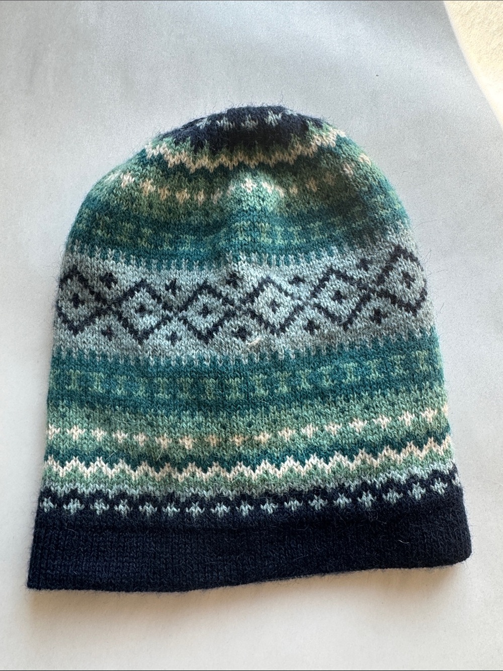 Andes gift Alpaca blend beanie cap hat Womens OS reversible Warm FairIsle Snow